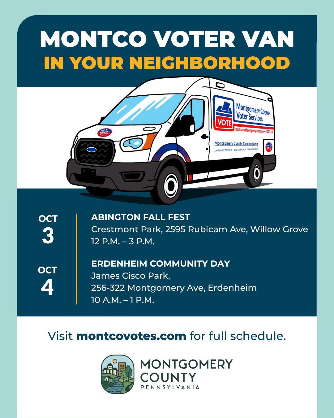 Montco Voter Van Coming to Our Area