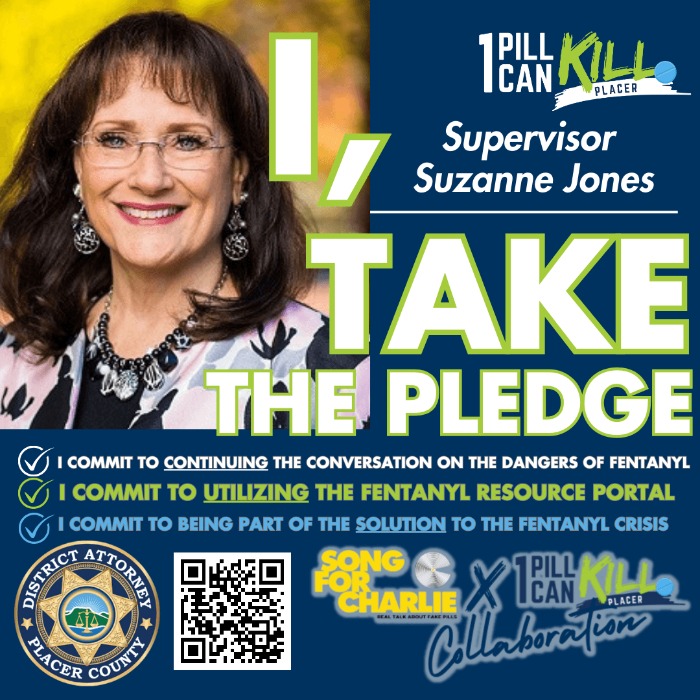 Clickable and scannable 1 Pill Can Kill image that Supervisor Jones pledges to be part of the solution to the fentanyl crisis