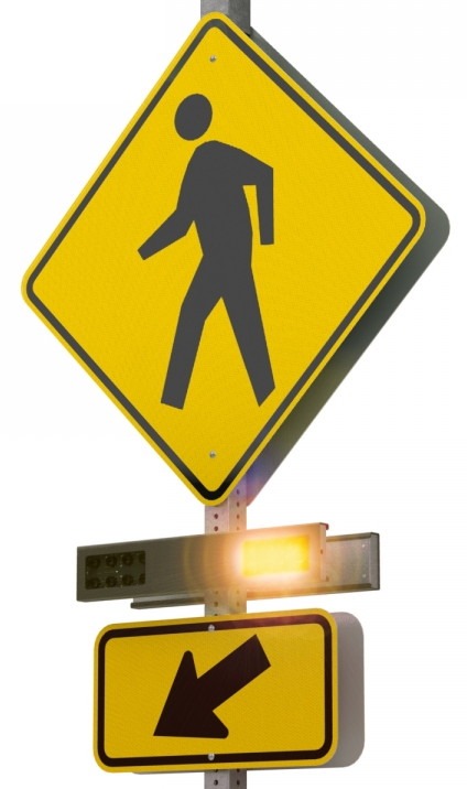 Rapid flashing beacon pedestrian crossing sign