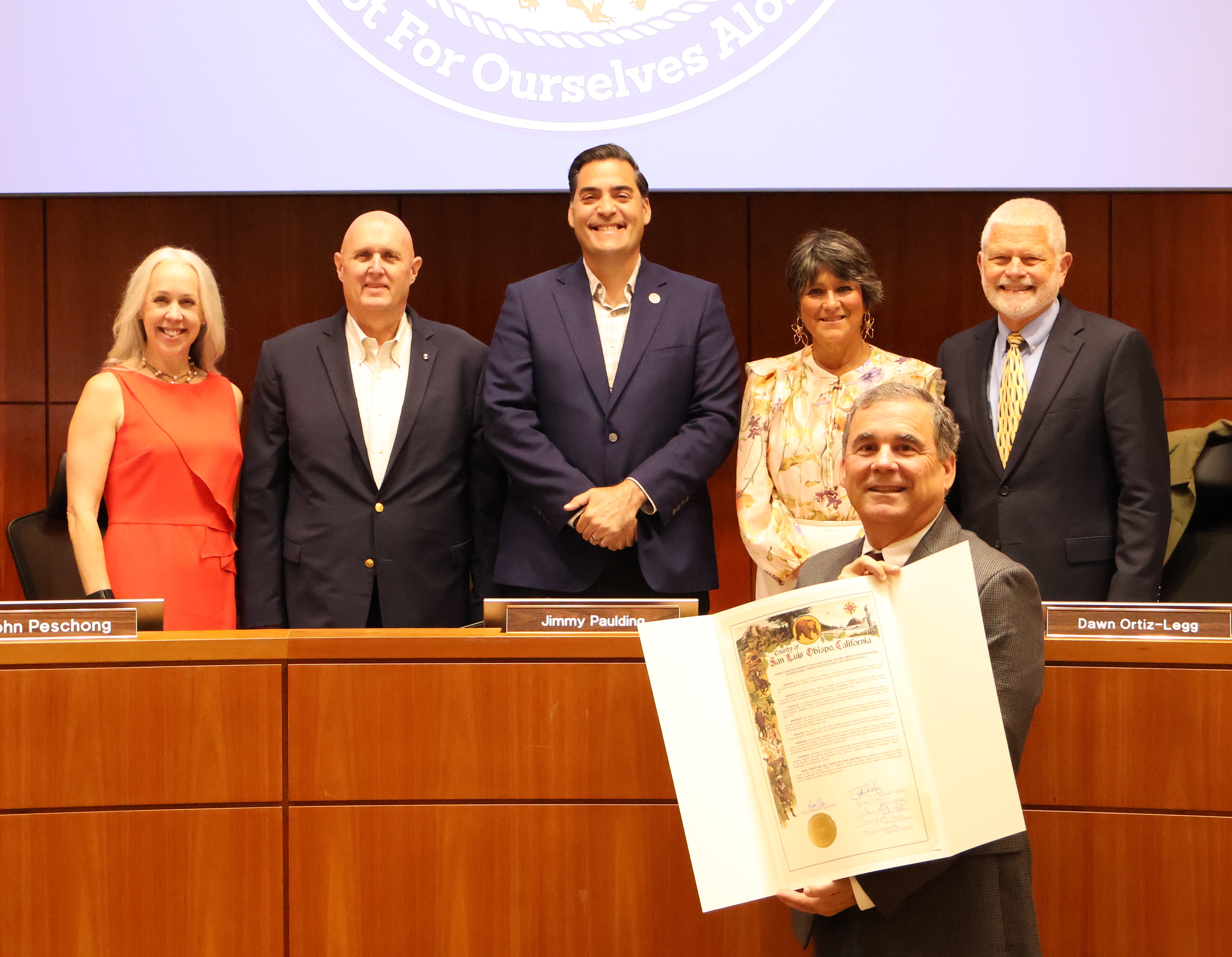 Board of Supervisors presents a proclamation honoring the Dana Adobe to their board president Jim Corridan