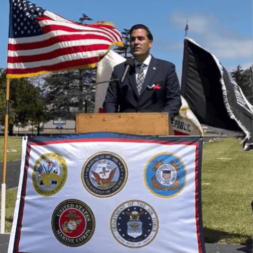 Supervisor Paulding speaking at the Memorial Day Ceremony at the Arroyo Grande Cemetery