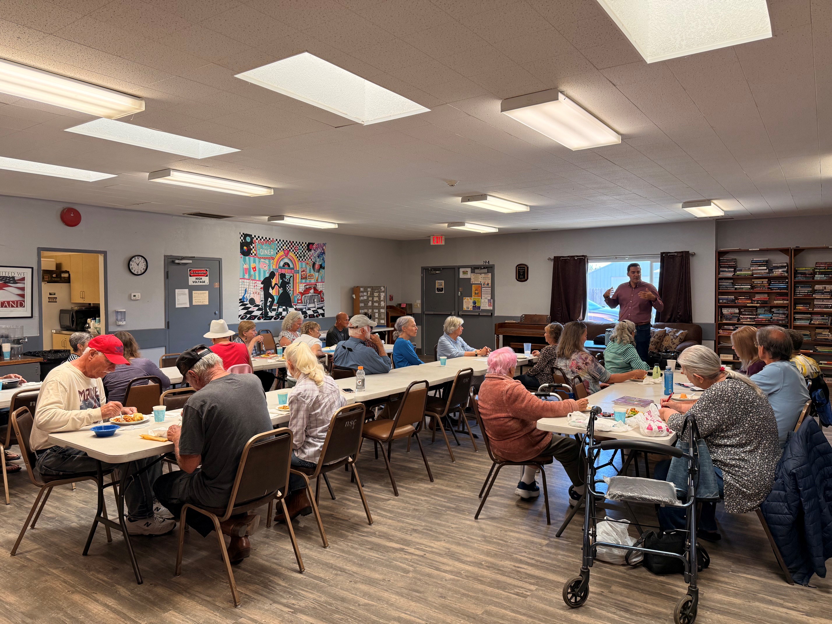 Jimmy Paulding speaks before members of the Nipomo Senior Center in August