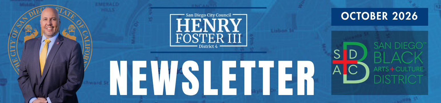 Newsletter heading with Councilmember Foster photo